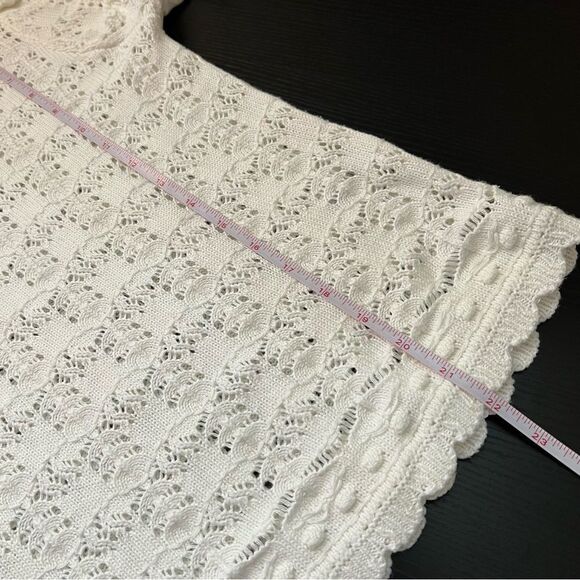 ✨ French Connection Women’s White Open Knit Sweater Top Large - Picture 11 of 11